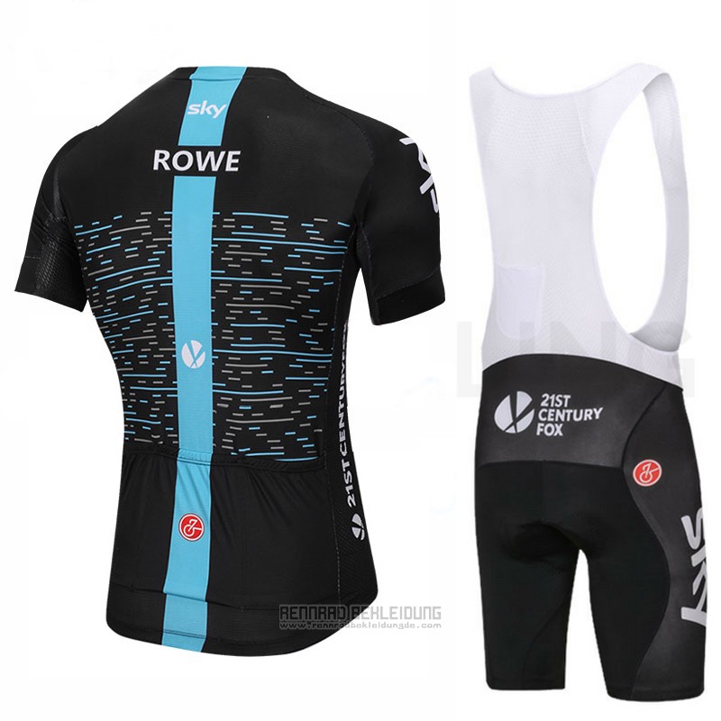 2018 Fahrradbekleidung Sky Shwarz und Blau Trikot Kurzarm und Tragerhose